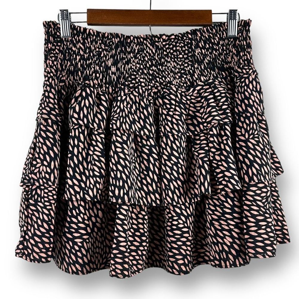 Who What Wear‎ black and peach print tiered skirt NWT size L